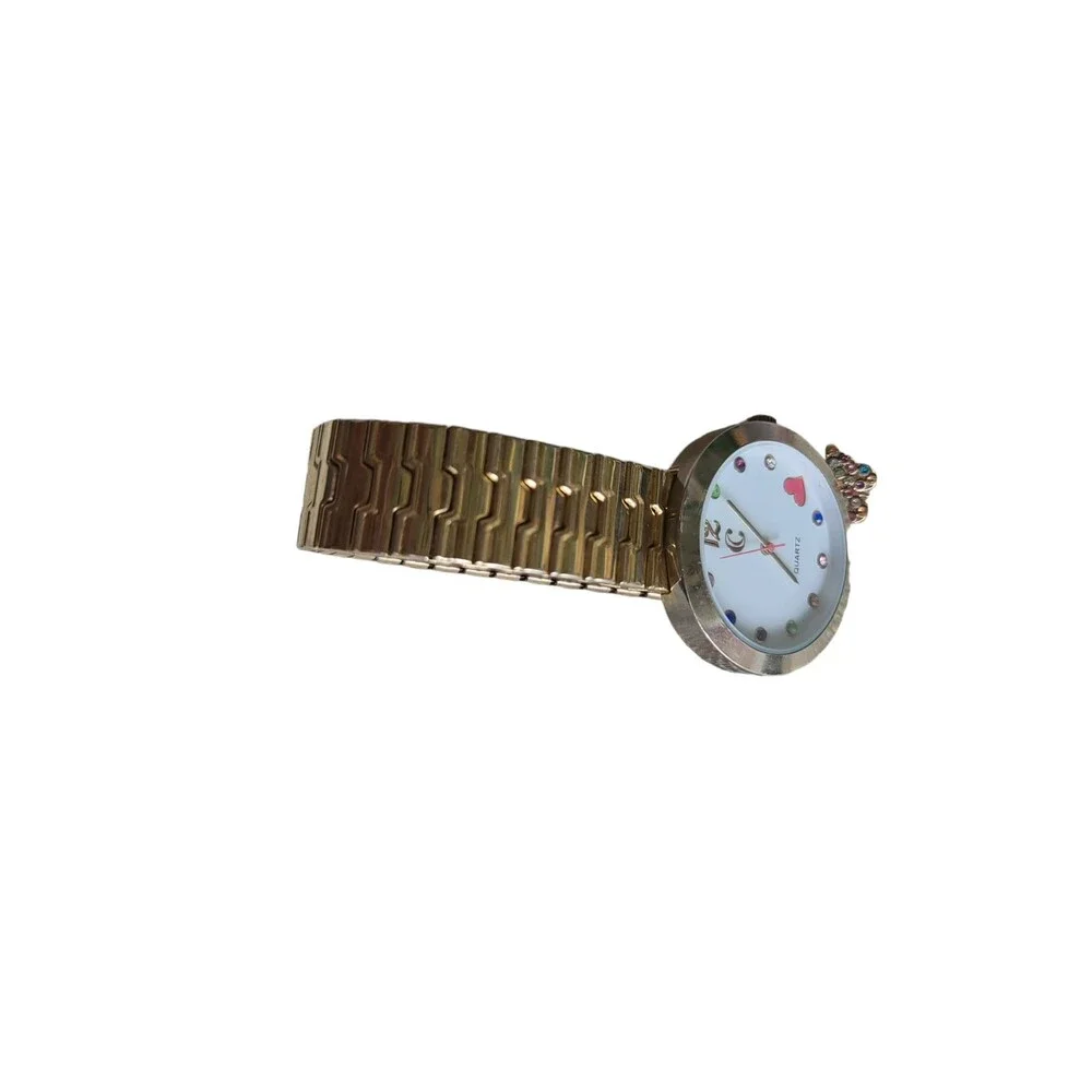 Charming Charlie Women's Gold Toned Stretch Band Analog Watch Butterfly WORKS